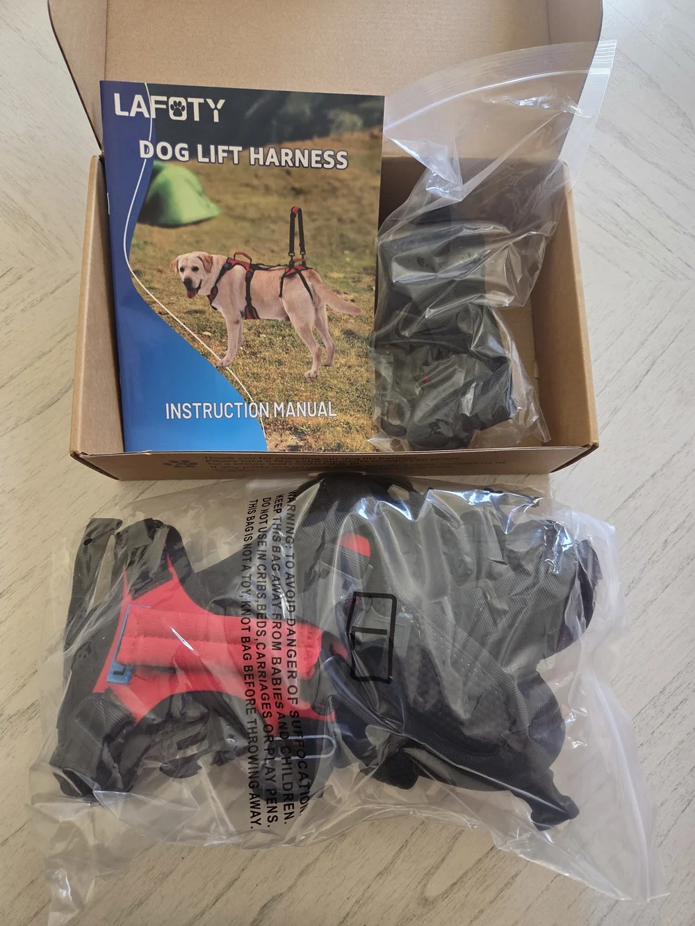 Lafoty Dog Lift Harness for Large Dogs, Full-Body Support Size Large, Red, New
